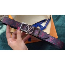 Louis Vuitton Width 3cm Square Circle LV Belt Red/Silver