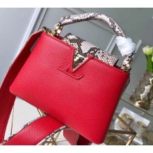 Louis Vuitton Capucines Mini Bag Python Handle and Flap N97074 Red