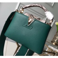 Louis Vuitton Capucines Mini Bag Python Handle and Flap N97075 Green