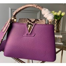 Louis Vuitton Capucines Mini Bag Python Handle and Flap Purple