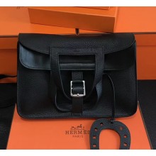 Hermes Halzan Togo Calfskin Leather Bag Black