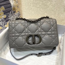 DIOR gray Quilted Macrocannage Calfskin medium DIOR CARO BAG