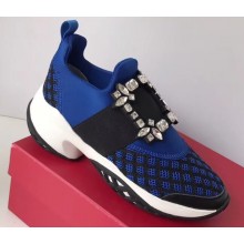 Roger Vivier Viv' Run Sneakers Blue Strass Buckle 2019