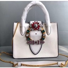 Miu Miu Madras leather Tote Bag 5BA043 White