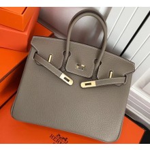 Hermes Birkin 25cm Bag Light Gray in Togo Leather With Gold Hardware