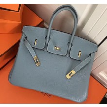 Hermes Birkin 25cm Bag Baby Blue in Togo Leather With Gold Hardware