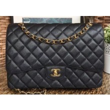 Chanel Maxi Classic Flap Bag A58601 in Caviar Leather Black/Gold
