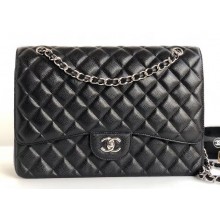 Chanel Maxi Classic Flap Bag A58601 in Caviar Leather Black/Silver