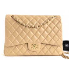 Chanel Maxi Classic Flap Bag A58601 in Lambskin Apricot/Gold