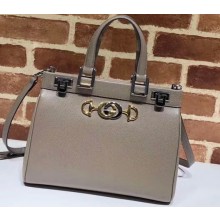 Gucci Zumi Grainy Leather Small Top Handle Bag 569712 Gray 2019
