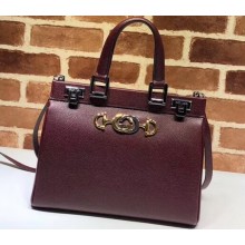 Gucci Zumi Grainy Leather Small Top Handle Bag 569712 Burgundy 2019