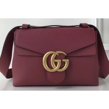 Gucci GG Marmont Leather Shoulder Bag 401173 Antiqued Red