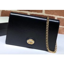 Gucci Leather Chain Card Case Wallet 598549 Black