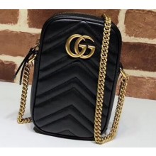 Gucci GG Marmont Matelassé Mini Chain Strap Bag 598597 Black