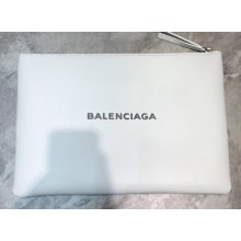 Balenciaga Everyday Logo Pouch Clutch Large Bag White