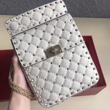 Valentino Rockstud Spike Vertical Phone Bag 0124 Ivory White 2019