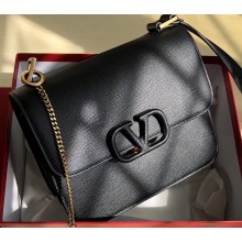 Valentino Large VSLING Grainy Calfskin Shoulder Bag 0074 Black 2019