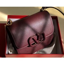 Valentino Small VSLING Grainy Calfskin Shoulder Bag 0074 Burgundy 2019