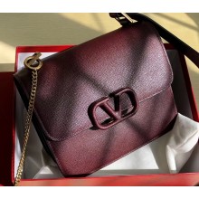 Valentino Large VSLING Grainy Calfskin Shoulder Bag 0074 Burgundy 2019