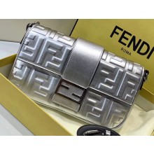 Fendi All-Over FF Motif Leather Baguette Belt Bag Silver 2019
