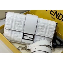 Fendi All-Over FF Motif Leather Baguette Belt Bag White 2019