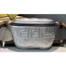 Fendi Embossed FF Motif Belt Bag Prints On Leather Silver 2019