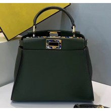 Fendi Plexiglas Bar Peekaboo Iconic Mini Bag Dark Green