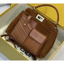 Fendi Peekaboo Iconic Pocket Mini Bag Suede/Python Brown 2019