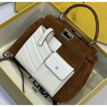 Fendi Peekaboo Iconic Pocket Mini Bag Suede/Leather Brown/White 2019