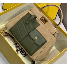 Fendi Peekaboo Iconic Pocket Mini Bag Suede/Leather Beige/Green 2019
