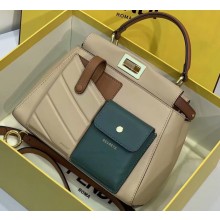 Fendi Peekaboo Iconic Pocket Mini Bag Beige/Brown/Green 2019