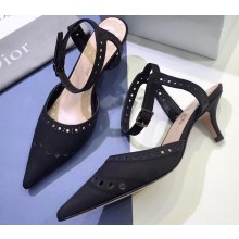 Dior Heel 4cm Perforated Teddy-D Slingback Pumps Black 2020