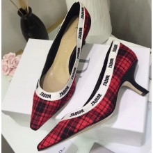 Dior Heel 6.5cm J'Adior Pumps in Tartan Fabric Black/Red 2020