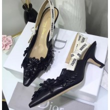Dior Heel 6.5cm J'Adior Slingback Pumps in Embroidered Flowers Black 2020