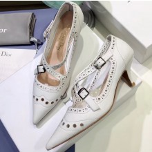 Dior Heel 4cm Perforated Teddy-D Criss-cross Straps Pumps White 2020