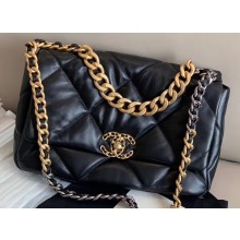 Chanel 19 Large Leather Flap Bag AS1161 Black 2020