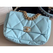 Chanel 19 Large Leather Flap Bag AS1161 Pale Blue 2020