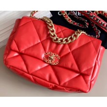 Chanel 19 Large Leather Flap Bag AS1161 Red 2020