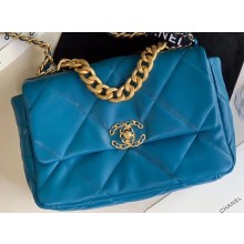 Chanel 19 Large Leather Flap Bag AS1161 Turquoise Blue 2020