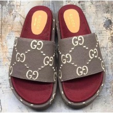 Gucci GG Canvas Slide Sandals 573018 Gray 2019