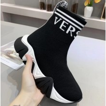 Versace Logo Print Knit Sock Sneakers Black 2019