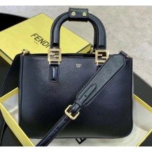 Fendi Calf Leather FF Tote Small Bag Black 2020