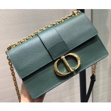 Dior 30 Montaigne Stamped Grain Calfskin Flap Chain Bag Green 2020