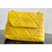 Prada Stitched Leather Small Spectrum Shoulder Bag 1BD233 Yellow 2020