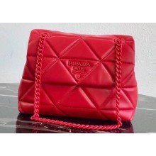 Prada Stitched Leather Small Spectrum Shoulder Bag 1BD233 Red 2020