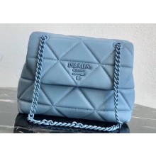 Prada Stitched Leather Small Spectrum Shoulder Bag 1BD233 Sky Blue 2020
