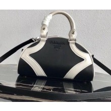 Prada Leather Bowling Bag 1BB071 Black/White 2020