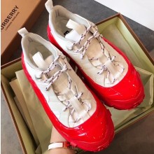 Burberry Nylon and Suede Arthur Sneakers White/Red 2020 