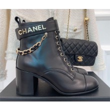 Chanel HEEL 6.5CM ankle boots WITH CHAIN BLACK 2023