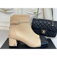 Chanel HEEL 5CM ankle boots WITH buckle beige 2023